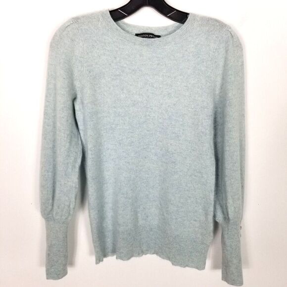 Boston Proper Women Cashmere Pullover Sweater Sz S Light Blue Soft Crew Neck - Picture 1 of 10